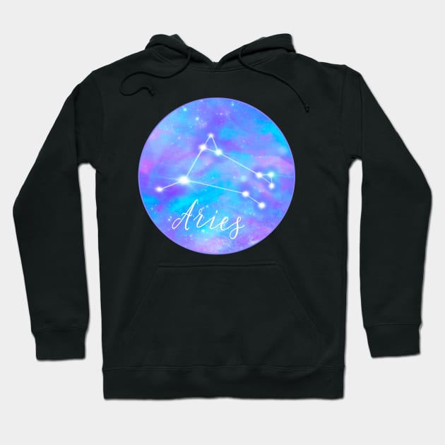 Aries zodiac sign. Aries constellation on galaxy sky Hoodie by Orangerinka